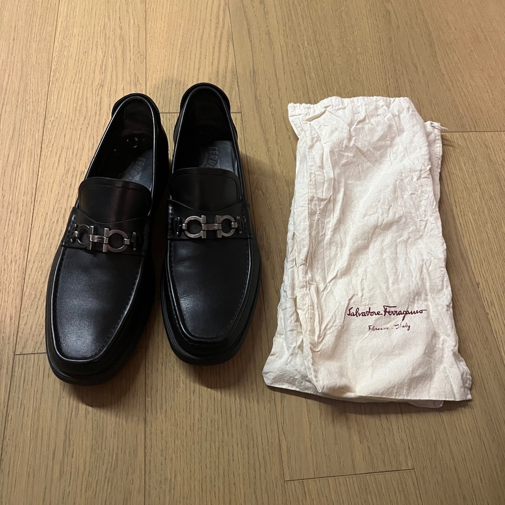 Ferragamo black loafers, size 9.5